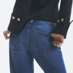جین راسته اسلیم کمر متوسط مدل دهه ۹۰ - آبی - تصویر 4